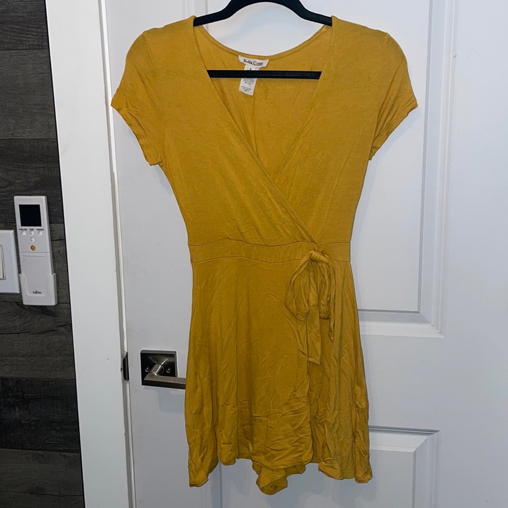 MUSTARD YELLOW FLOWY ROMPER DRESS